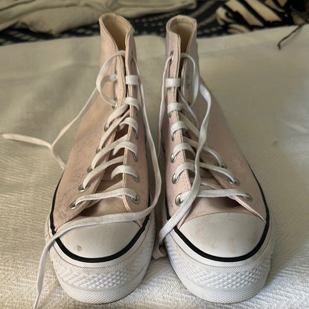 Converse Pink and White High-Top Sneakers